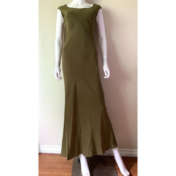 Citron Santa Monica Olive Green 2 Piece Set S Maxi Dress Velvet Burnout Jacket - Picture 2 of 13